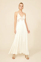 Off-white Rachel long-strapped nightgown by Bocan Couture, flowing fabric with delicate straps, perfect for elegant sleepwear.