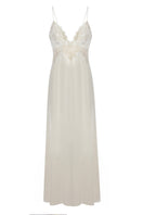 Off-white long strapped nightgown by Bocan Couture featuring a flowing design and delicate straps for comfortable sleepwear.