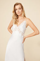 Ice blue Caroline long strapped nightgown by Bocan Couture, featuring delicate straps and soft fabric, laid flat.