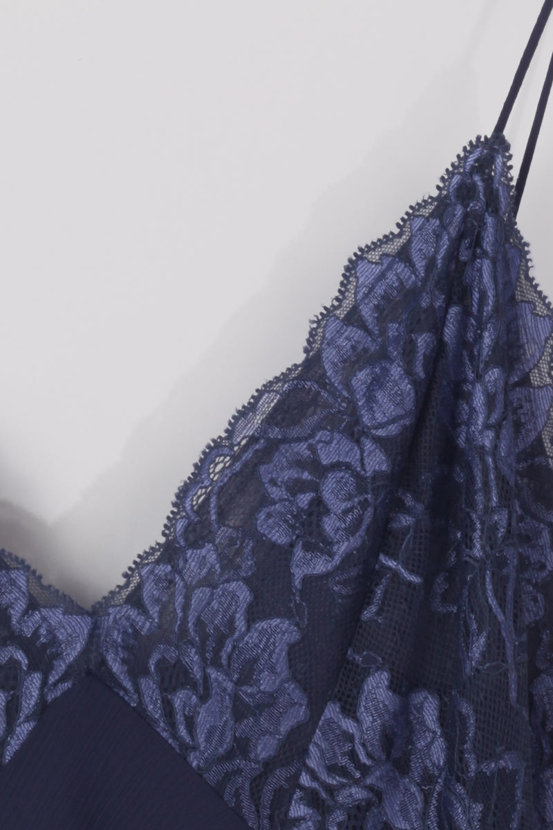 SONYA LONG SILKY CREPE INDIGO NIGHTGOWN - CULT MIA