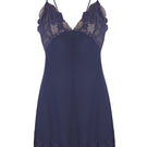 Navy Simone silky crepe mini slip dress by Bocan Couture, featuring smooth fabric and elegant design for nightwear.