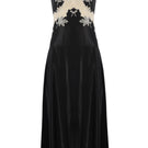 Black silk satin-trimmed nightgown by Bocan Couture, featuring elegant long design and smooth fabric detail.