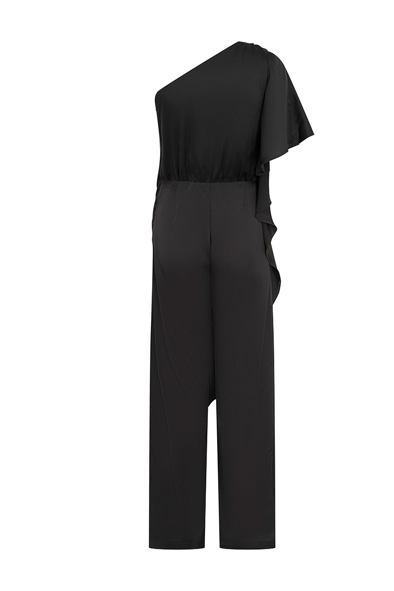 Black Nahir jumpsuit by Tinta Latina, featuring a stylish, fitted design with long sleeves and a sleek silhouette.