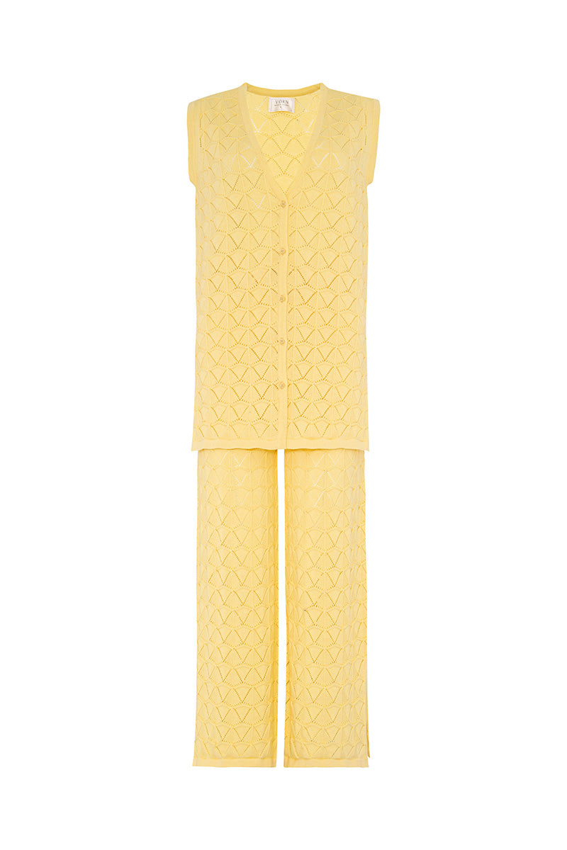 Vorn Design Nautica co-ords set in butter color, featuring stylish matching top and pants for a chic, coordinated look.