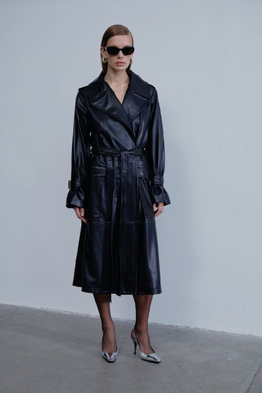 Nazli Ceren | Millie Twill Wide Leg Trousers black