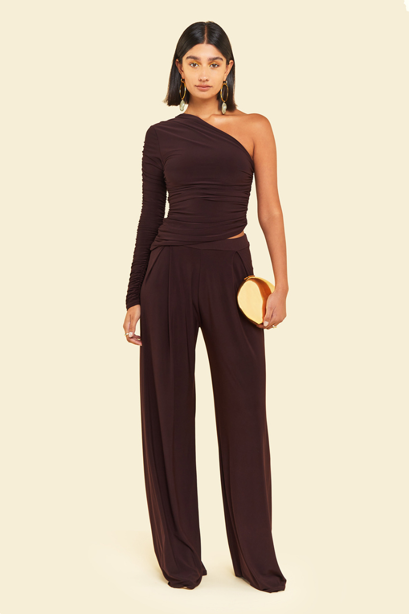 NEPETA TOP AND PANTS SET IN BROWN - CULT MIA