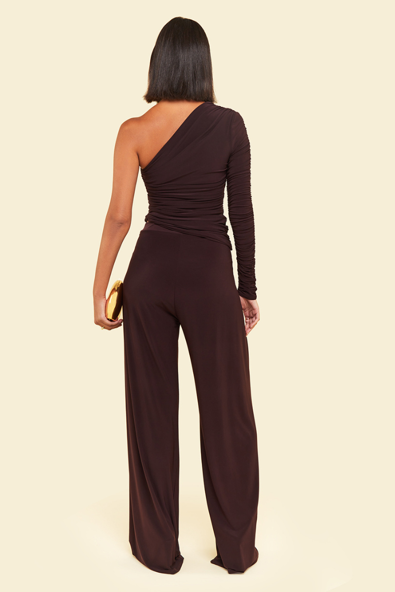 NEPETA TOP AND PANTS SET IN BROWN - CULT MIA