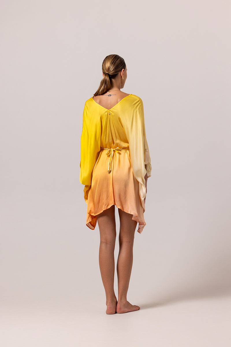 NEW YELLOW BOHO SILK KAFTAN - CULT MIA