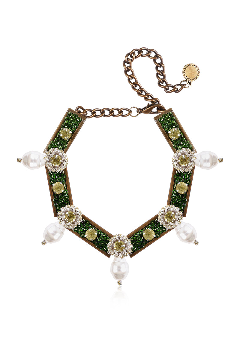 Green alloy necklace from Aidan & Ice featuring a sleek, modern design perfect for stylish accessorizing.