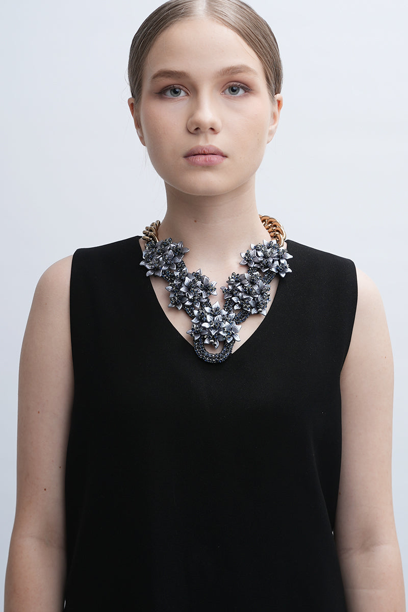 Gray Greta necklace by Aidan & Ice featuring a sleek, modern design with a delicate chain and minimalist charm.