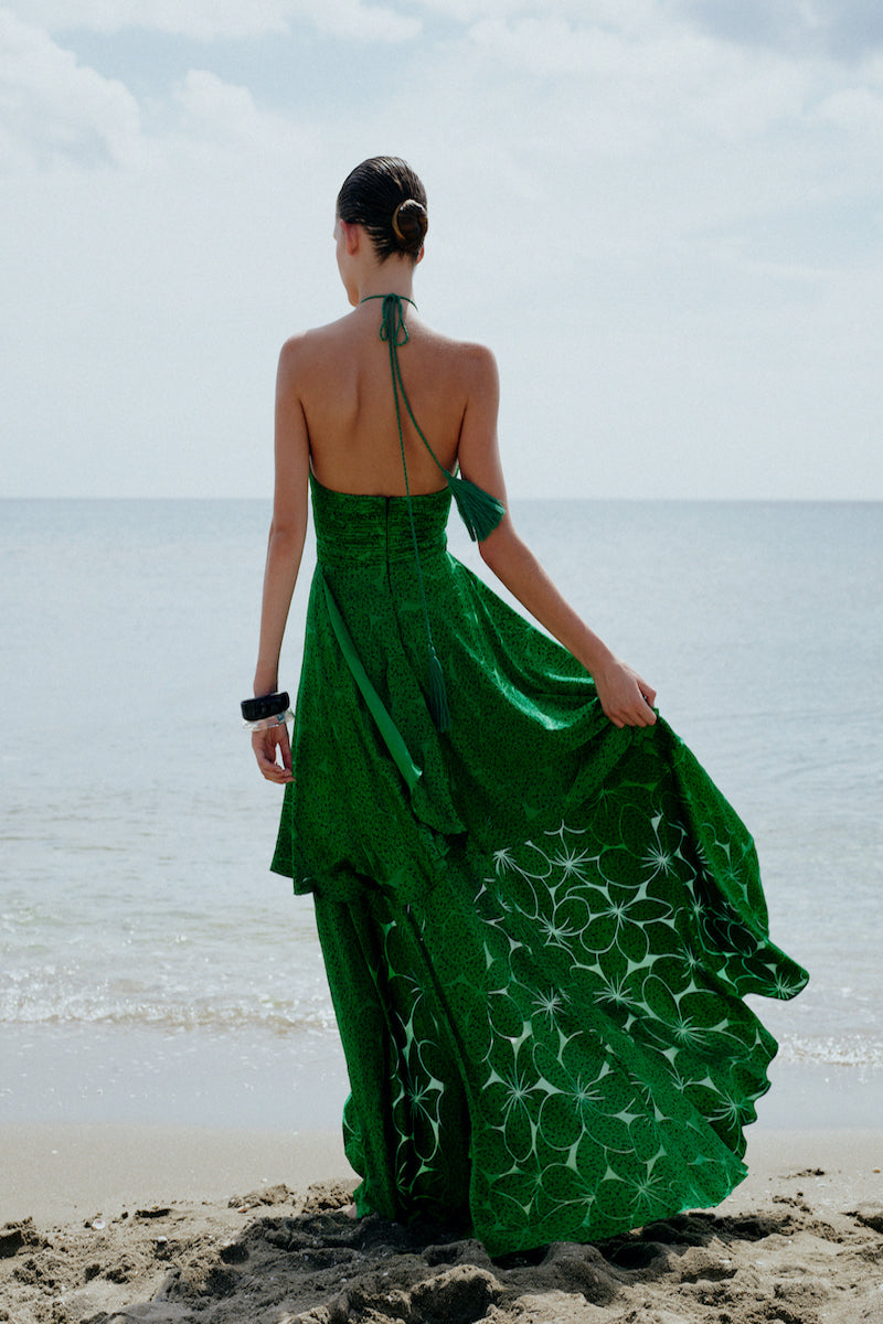 reformation nikita dress green REFORMATION NIKITA MIDI DRESS BOUQUET GREEN EMILIA SIZE 4