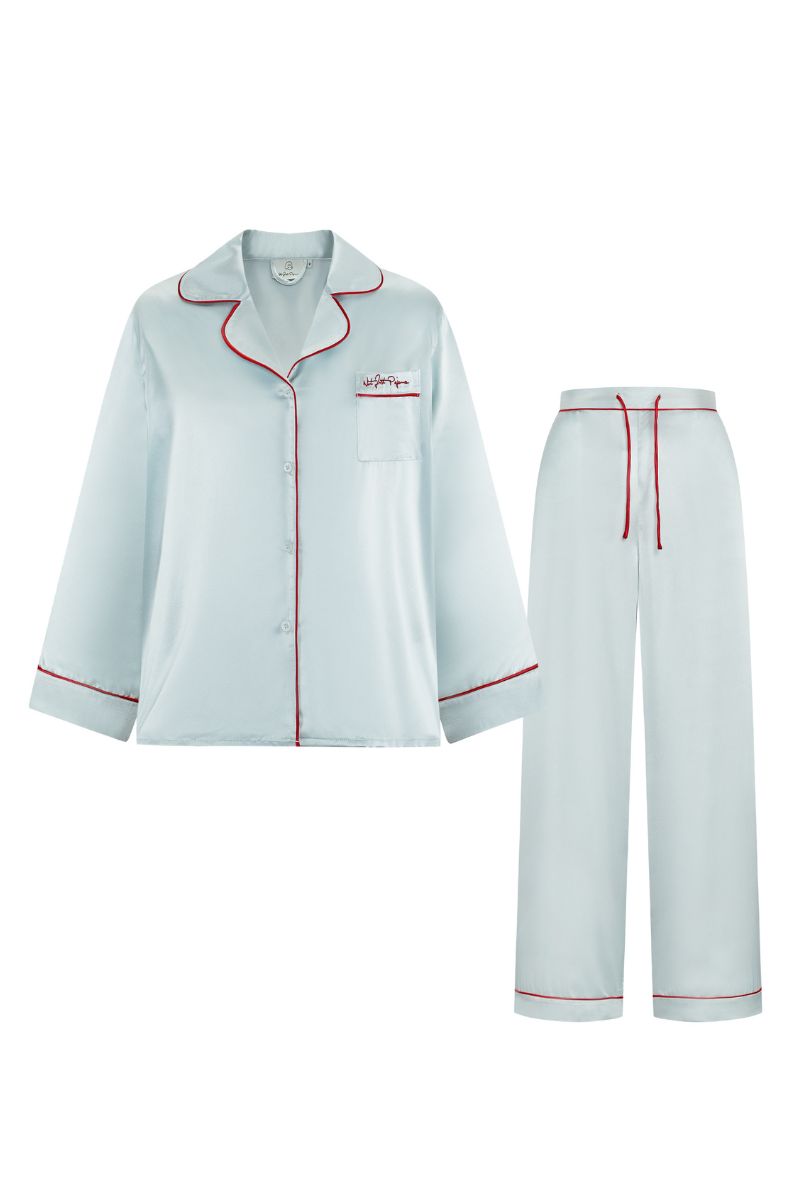 Comfortable long pajama set from Not Just Pajama featuring a cozy, lightweight design perfect for summer afternoons.