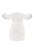 Nur Karaata Bernadette mini dress in soft fabric, featuring a stylish cut and elegant design perfect for casual or dressy occasions.