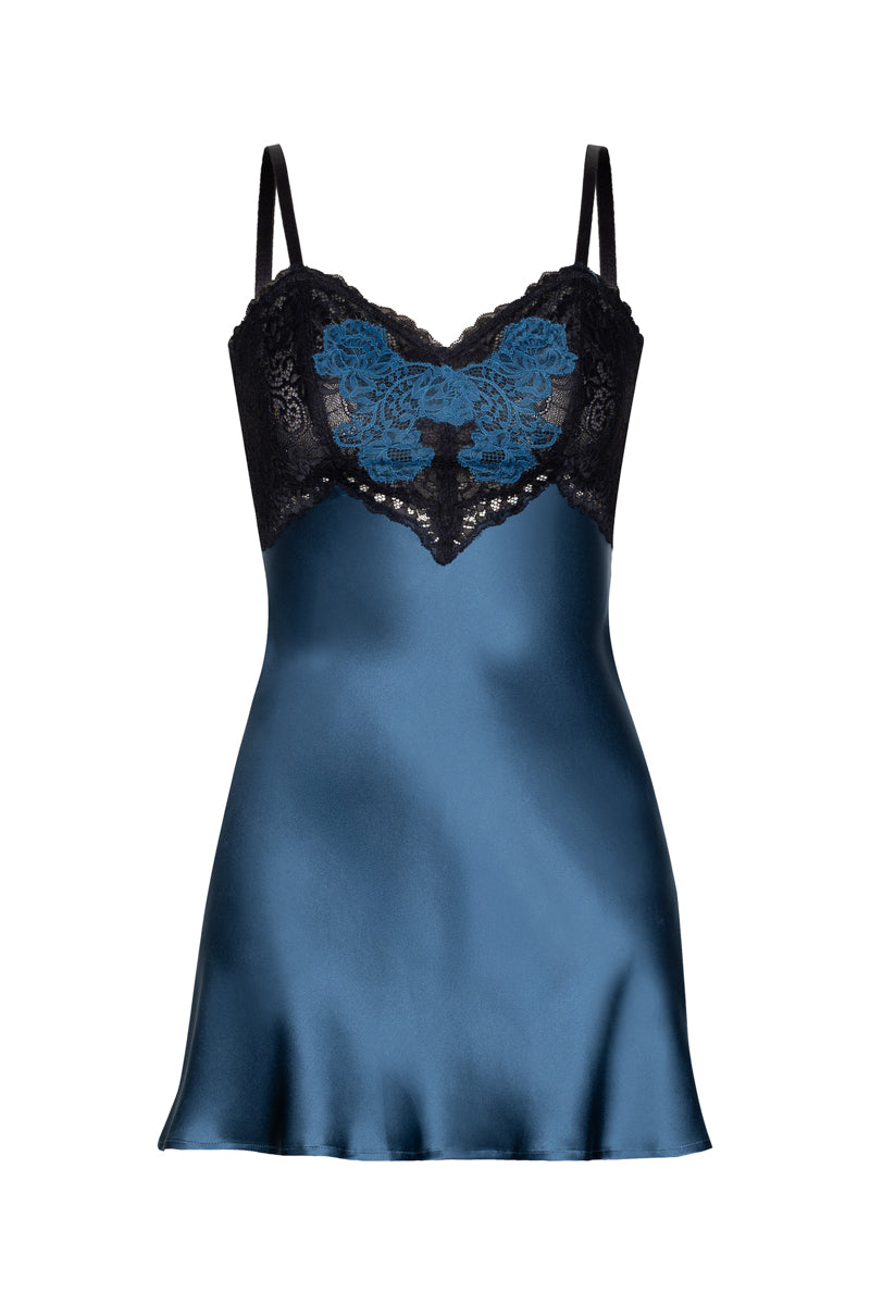 NK Imode Mireille babydoll silk chemise in Stardust with delicate lace details and soft, flowing fabric for elegant nightwear.