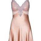 Silk nightgown with bust-support design in rose gold, by NK Imode, featuring elegant fabric and delicate straps.