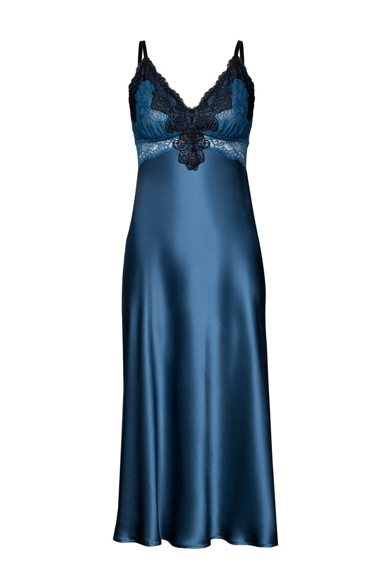 MIREILLE BUST-SUPPORT LONG SILK GOWN IN STARDUST - CULT MIA