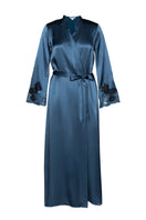 Elegant NK IMODE Mireille long silk robe in stardust fabric, flowing design with delicate details and luxurious texture.