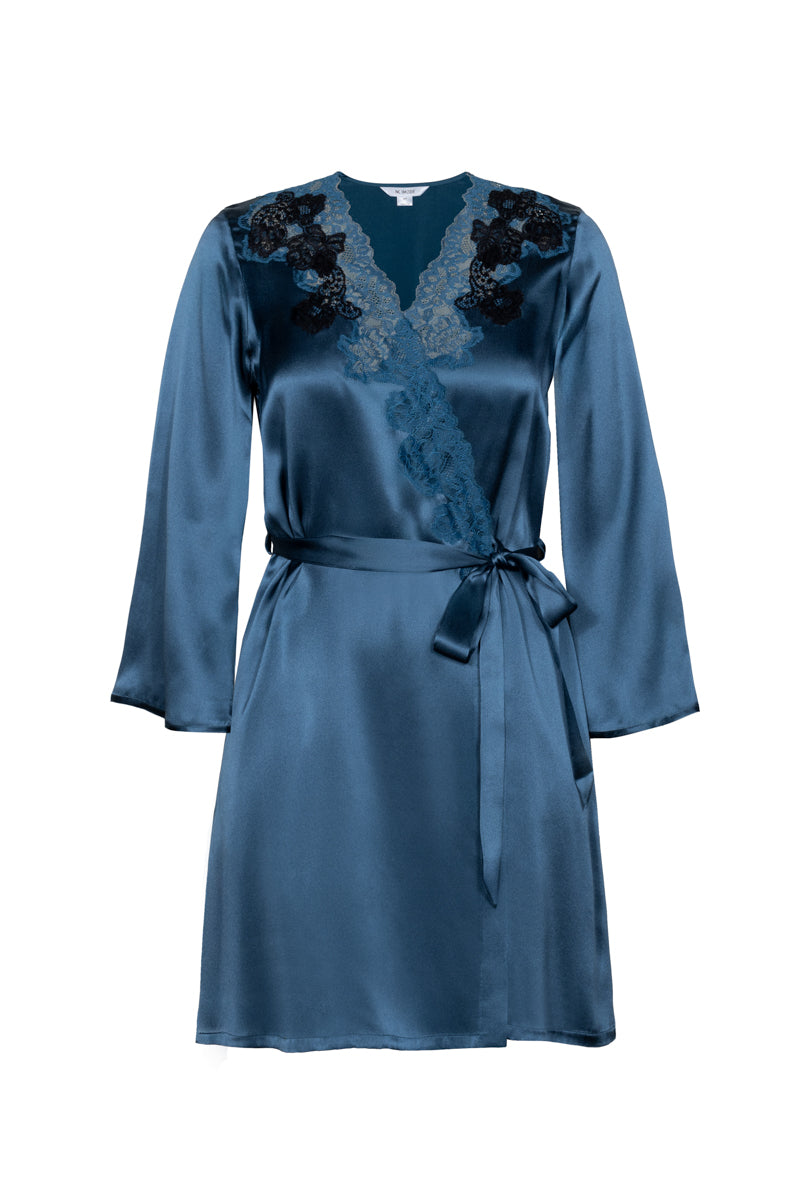 MIREILLE SHORT SILK ROBE IN STARDUST - CULT MIA