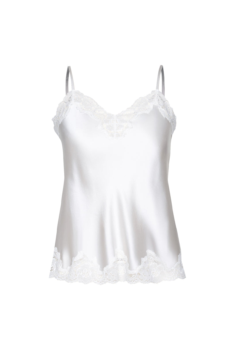 MORGAN LACE SPAGHETTI SILK CAMISOLE IN IVORY - CULT MIA