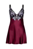 Roxy bust-support silk chemise in Bordeaux by NK Imode, featuring smooth silk fabric and delicate straps for elegant nightwear.