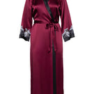 NK Imode Roxy long silk robe in Bordeaux color, featuring a luxurious, flowing design and elegant details.