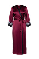 NK Imode Roxy long silk robe in Bordeaux color, featuring a luxurious, flowing design and elegant details.