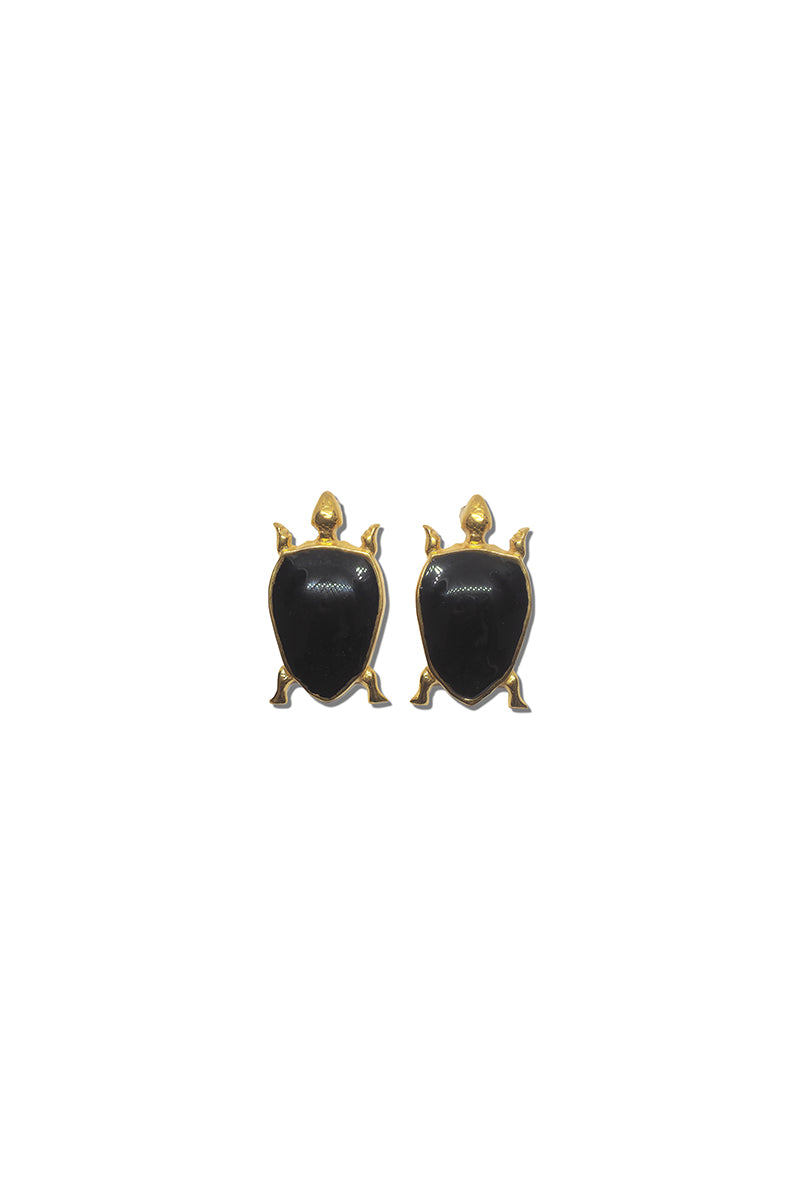 Natia x Lako turtle earrings featuring detailed turtle-shaped design in silver with a polished finish.