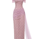 Light purple crystal maxi dress by Happy Clothing featuring flowing fabric and elegant design for special occasions.