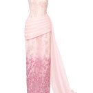 Elegant square neck pleated waist straight long gown by Happy Clothing, showcasing a flowing fabric and stylish design.