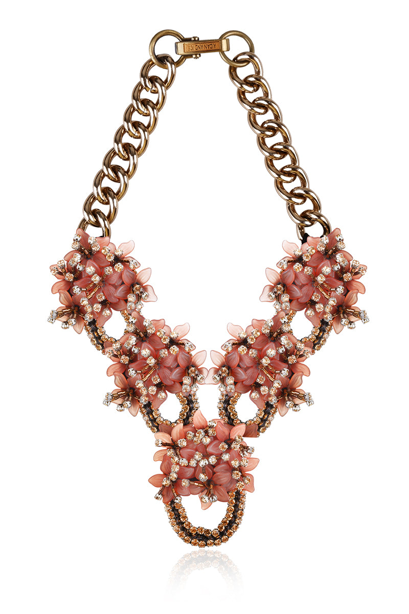 Aidan & Ice Peach Greta Necklace featuring a delicate peach-colored pendant on a fine chain.