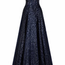 Nihan Peker Vertigo strapless gown in elegant fabric, featuring a fitted bodice and flowing skirt for formal occasions.