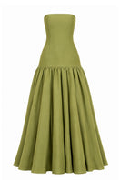 Nihan Peker LIZDRESS drop waist gown featuring flowing fabric and elegant design, perfect for formal occasions.
