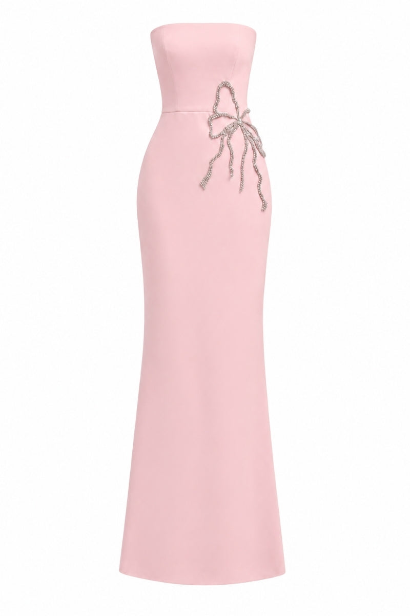 Pink cotton gown by Nihan Peker with a flowing design, featuring soft fabric and elegant style for comfortable wear.