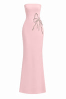 Pink cotton gown by Nihan Peker with a flowing design, featuring soft fabric and elegant style for comfortable wear.