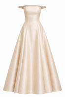 Elegant Nihan Peker Aminna ballgown with intricate detailing, showcased on a runway model.