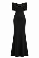Nihan Peker Ghada black gown featuring elegant, flowing fabric and a sophisticated design, perfect for formal occasions.