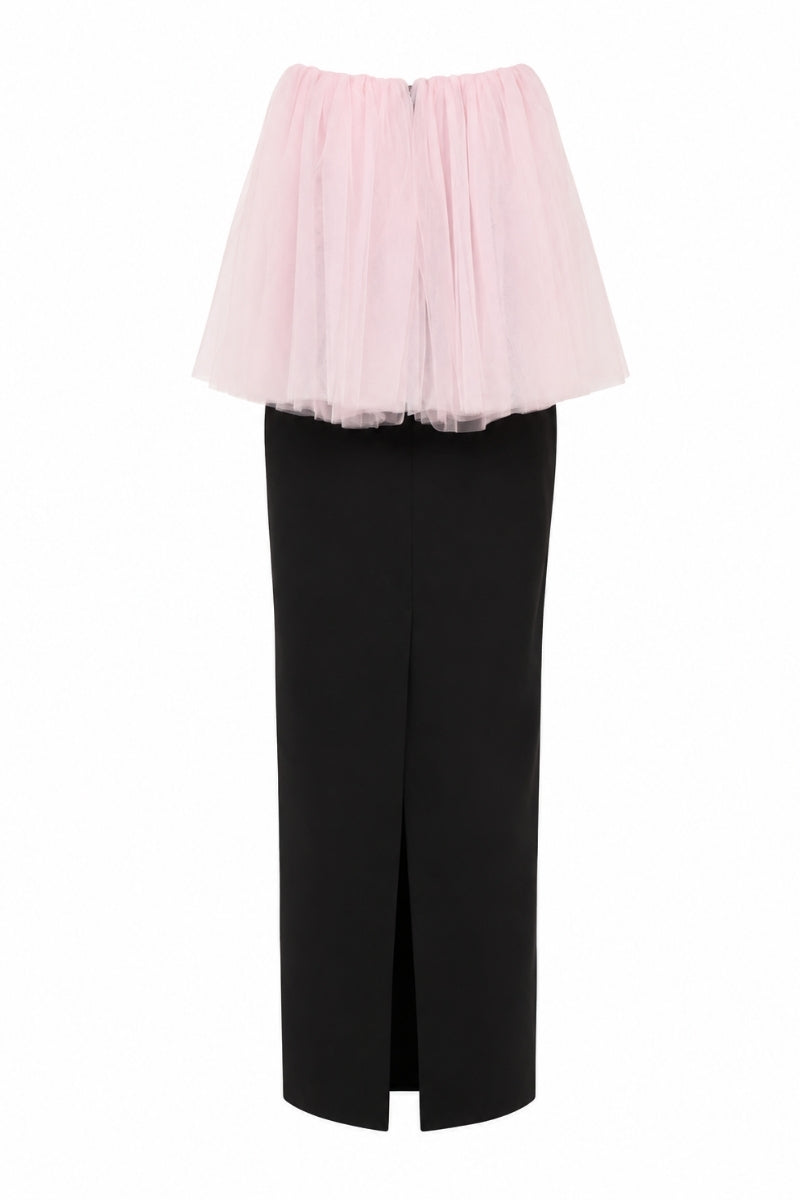 Nihan Peker LA BOMBA gown featuring elegant draped fabric and intricate design, perfect for formal occasions.