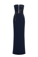 Nihan Peker STATUA gown in elegant design, showcasing rich fabric and intricate detailing on a luxurious evening dress.