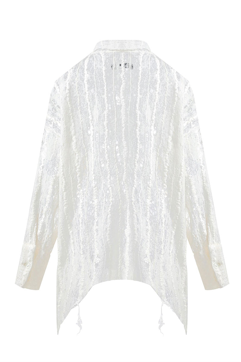 Light gray NUNO mesh felt shirt by MAZ Manuela Álvarez, featuring a breathable mesh and felt fabric design.
