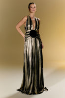 Elegant Nur Karaata Louvre Palace gown featuring intricate detailing and flowing fabric, perfect for formal occasions.