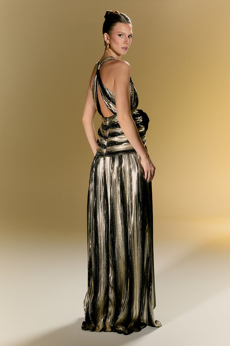 Luxurious Louvre Palace gown by Nur Karaata featuring elegant fabric and intricate design details.