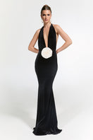 Nur Karaata Alhambra gown featuring intricate embroidery and flowing fabric, styled for elegant occasions.