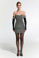 Nur Karaata Schloss Mini Dress shown in black, featuring a fitted silhouette and stylish short sleeves for a chic look.