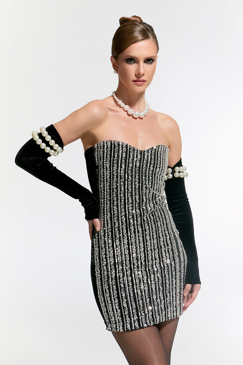 Nur Karaata Schloss Mini Dress, stylish short dress with elegant design, perfect for modern fashion looks.