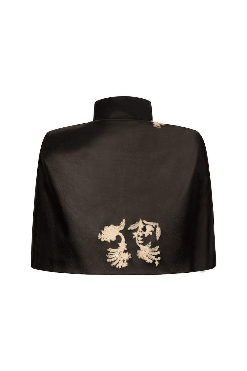 Nadya Shah Cape Victoire jacket in stylish fabric, featuring a sleek design and tailored fit, shown on a model.