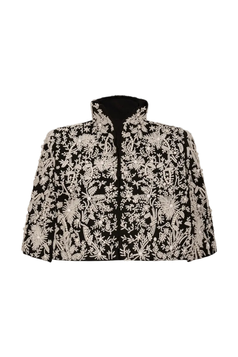 Nadya Shah Cape Anais jacket featuring elegant design, soft fabric, and stylish silhouette, perfect for layered winter fashion.