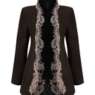 Nadya Shah Mercurial jacket displayed on a hanger, featuring a sleek design with a zip front and modern styling.