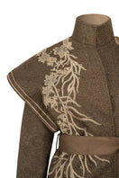 Nadya Shah Arcadian tie belt jacket featuring a stylish tailored design with a tie belt and structured silhouette.