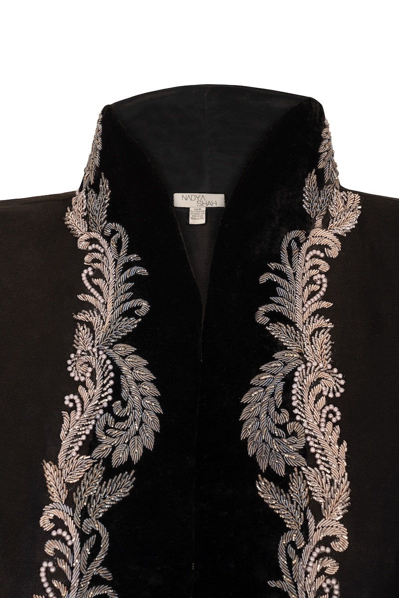 Nadya Shah Mercurial jacket, stylish outerwear with a sleek design, shown in a natural pose against a neutral background.