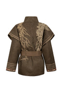 Nadya Shah Arcadian tie belt jacket, stylish outerwear with a fitted silhouette, featuring a tie belt and collar detail.